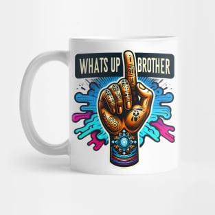 Funny Sketch streamer whats up brother Hand with tattoos and glowing accents Mug